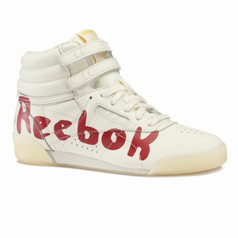 Tenisi Reebok Freestyle Hi Tao Graphic Baieti Albi/Rosii Romania KL2173QA
